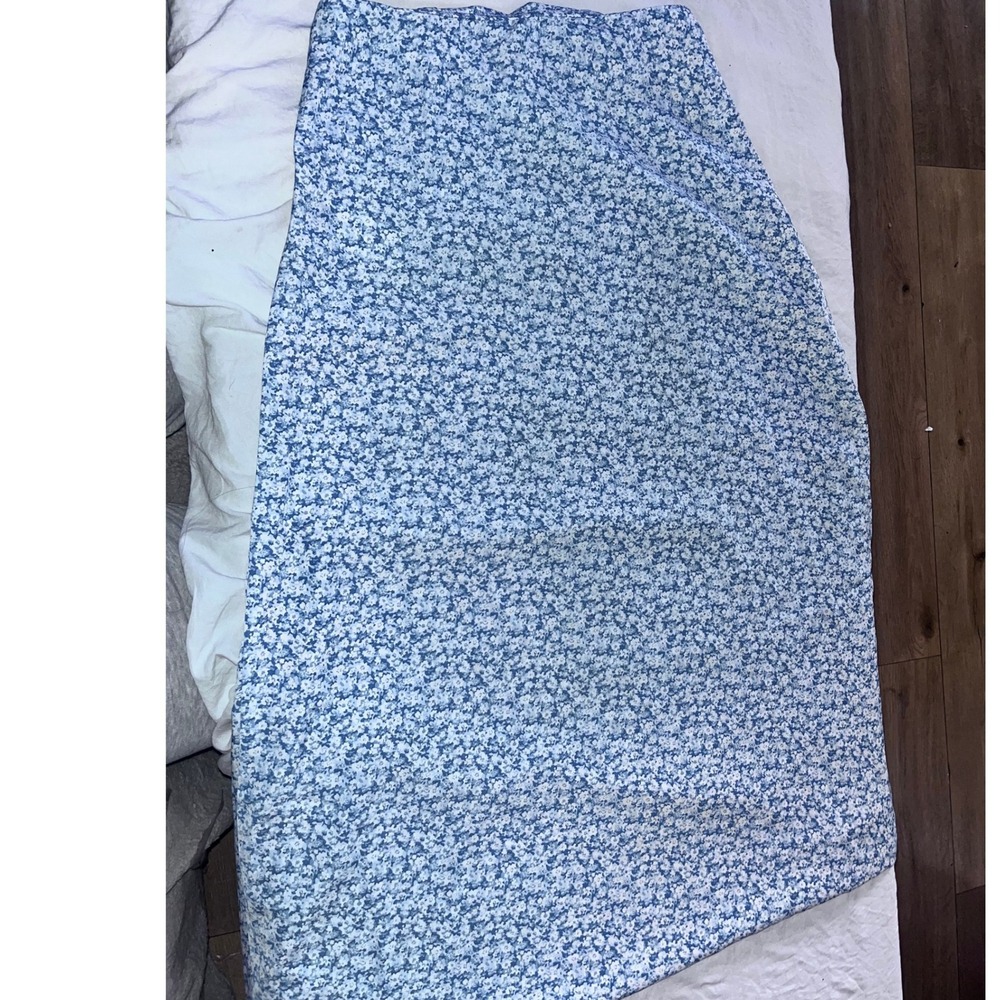 SHEIN Blue‎ Floral Print Midi Skirt Women's Size S